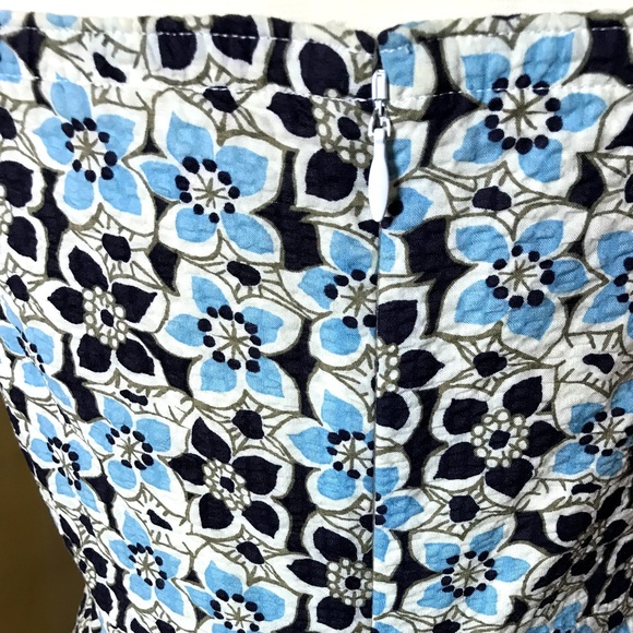 J Crew Blue/White/Black Summer Dress, Strapless - Picture 4 of 7